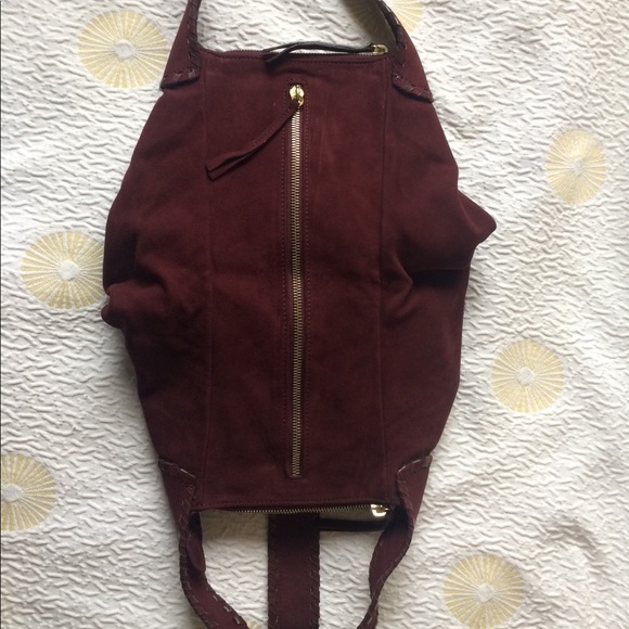 Pollini Wine Suede Hobo Handbag - Picture 7 of 8